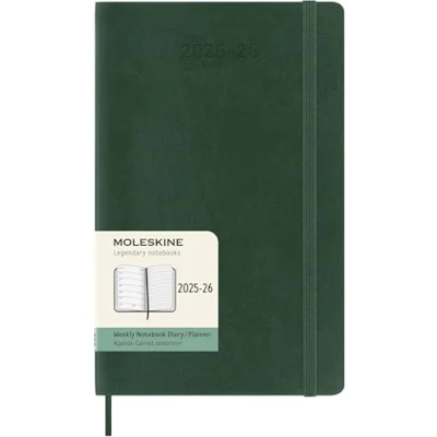 Abbildung von Moleskine Wochen Notizkalender 2025 2026, 18 Monats Wochenplaner mit Notizplatz, Weiche Einband und Gummiband, Großformat 13 x 21 cm, Myrtegrün