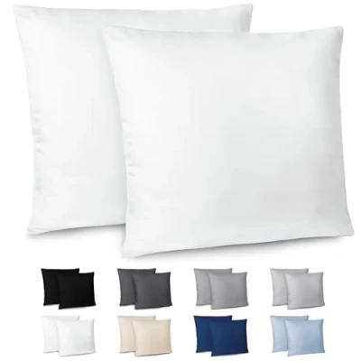 Abbildung von Dreamzie Kissenbezug 65x65 2er Set Kopfkissenbezug Weiß mit Reißverschluss aus Mikrofaser Weich, cm Pillow Cover