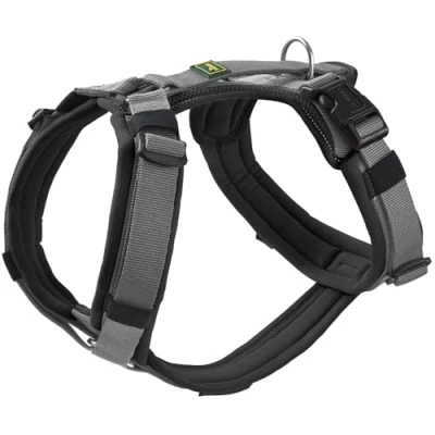 Abbildung von HUNTER Hundegeschirr Maldon UP, Farbe: schwarz/grau, weich gepolstert &amp; komfortabel, stark reflektierend durch 3M Scotchlite, 4 Fach verstellbar, mit gepolstertem Griff (ab S M), Größe: M L