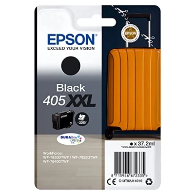 Abbildung von Epson 405XXL 37,2 ml Größe XXL Schwarz Originalverpackung mit Funkalarm/akustischer Alarm Tintenpatrone für Workforce WF 7830DTWF, 7835DTWF, 7840DTWF