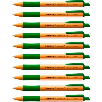 Abbildung von Druck Kugelschreiber STABILO pointball 10er Pack grün