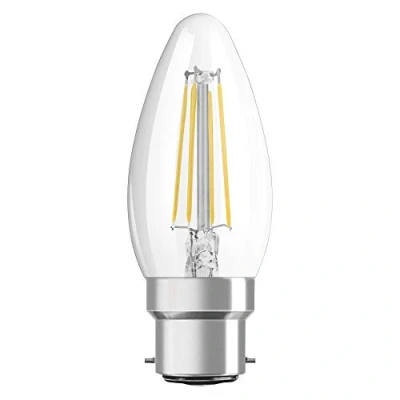 Abbildung von OSRAM Filament LED Lampe mit B22d Sockel, Kerzenform, Warmweiss (2700K), 4 W, Ersatz für 40 W Glühbirne, klar, Retrofit CLASSIC B, 1 Stück (1er Pack)