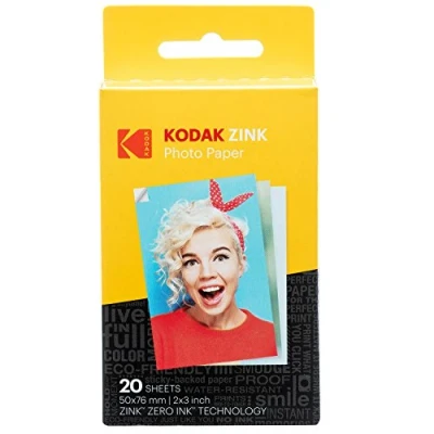 Abbildung von Kodak 2&quot; x3 Premium Zink Fotopapier (20 Blatt) Kompatibel mit PRINTOMATIC , Smile und Step Kameras Drucker, 20 Stück (1er Pack)