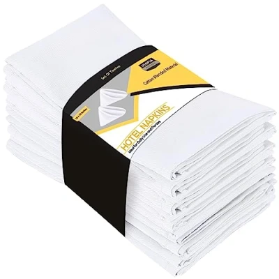 Abbildung von Utopia Kitchen Stoffservietten [12er Pack, Weiß] 46x46 cm Waschbare Tischservietten für Hotel, Mittagessen, Restaurant, Hochzeiten, Veranstaltungen und Partys