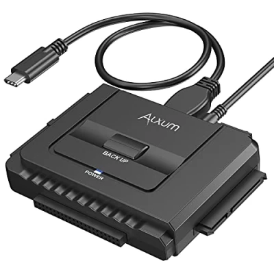 Abbildung von Alxum IDE SATA Adapter,USB 3.0 Festplatten Adapter mit Netzschalter für 2.5/3.5 Zoll HDD &amp; Konverter, 12V/2A Netzteil und USB C Kabel