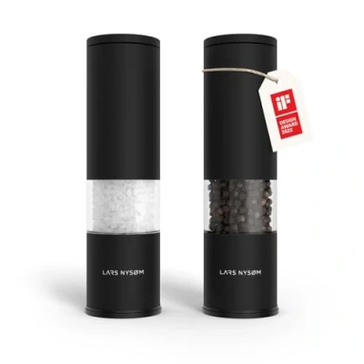Abbildung von LARS NYSØM Salz und Pfeffer Mühle 2er Set Manuell mit einstellbarem Keramik Mahlwerk von grob bis fein I Design Gewürzmühlenset (2 Stück) (Carbon Black)