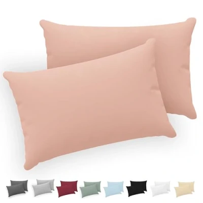Abbildung von Twinzen® Kissenbezug 40x70 (2er Set) 100% Jersey Baumwolle 150 GSM Kissenbezüge Rosa Für cm Kissenhülle mit Reißverschluss Oeko Tex Zertifiziert