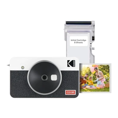 Abbildung von KODAK Mini Shot 2 Retro 4PASS in 1 Sofortbildkamera und Fotodrucker (5,3x8,6cm) + 8 Blatts, Weiß