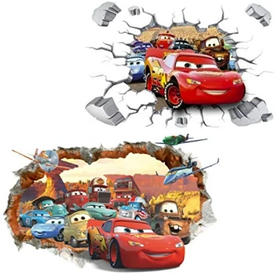 Abbildung von Kibi 2PCS 3D Aufkleber Cars Wandtattoo Wandaufkleber 3 Wandsticker Disney Kinderzimmer, Dekoration Abnehmbare Wall stickers XXL