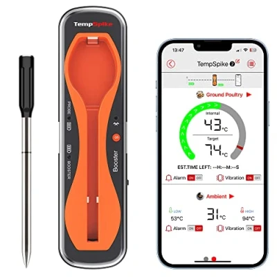 Abbildung von ThermoPro TempSpike Fleischthermometer Kabellos 150m Bluetooth Grillthermometer IP67 Meat Thermometer Bratenthermometer für Backofen Grill Smoker Rotisserie Airfryer Sicher im Geschirrspüler