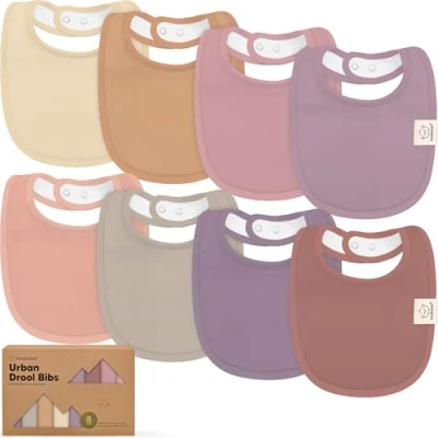Abbildung von Baby Lätzchen für Jungen &amp; Mädchen 8er Pack Bio Baumwolle zum Zahnen Junge groß Säugling, Kleinkind (Mauve)