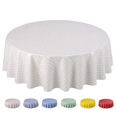 Abbildung von Home Direct Wachstuch Tischdecke Abwaschbar Rund 140cm Kleine Tupfen Beige