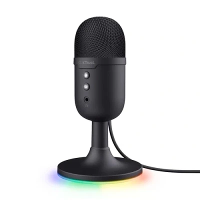 Abbildung von Trust Gaming GXT 236 Yami USB Streaming Mikrofon PC Podcast Twitch Discord ASMR YouTube, Kondensator mit Nierencharakteristik, Stummschaltung, RGB Beleuchtung Schwarz
