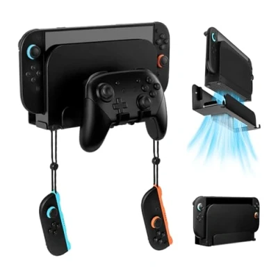 Abbildung von Mcbazel Wandhalterung für Nintendo Switch 2, Dock Metallständer/Controller Halterung NS 2 Konsole Sichere/Stabile Montage mit Belüftungsdesign/Einfache Installation Schraubensatz