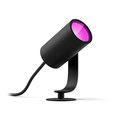 Abbildung von Philips Hue White &amp; Color Ambiance Lily Gartenstrahler Basis Set (590 lm), dimmbare Außenleuchte mit 16 Millionen Farben, smarte Lichtsteuerung über Sprache oder App, schwarz