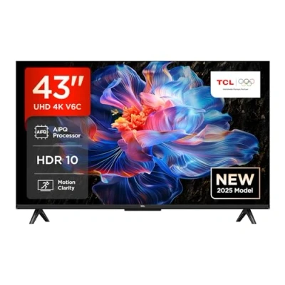 Abbildung von TCL 43V6C 43 Zoll Direct LED TV, 4K HDR Fernseher, Smart TV mithilfe von Google (Dolby Audio, Motion Clarity, Kompatibel mit Assistant &amp; Alexa)