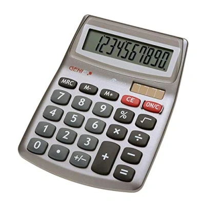 Abbildung von GENIE 540 10 stelliger Design Tischrechner (Dual Power (Solar und Batterie); kompakt) grau