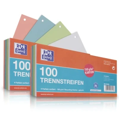Abbildung von Oxford Trennstreifen, aus Karton, gelocht, 190 g/m², 4 Farben, 200 Stück, 10,5 x 24 cm