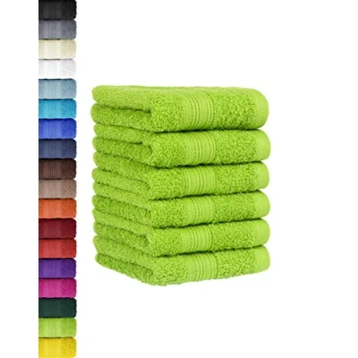 Abbildung von BaSaTex 6er Pack Handtuch Set für Gäste Handtücher mit Aufhängeschlaufe aus weicher Baumwolle in 30x50 cm Gästetücher die Händereinigung Öko Tex Standard 100 Zertifiziert Apfelgrün