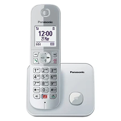 Abbildung von Panasonic Dual Micro/Nano KX TG6851GS Schnurlostelefon (Bis zu 1.000 Telefonnummern sperren, übersichtliche Schriftgröße, lauter Hörer, Voll Duplex Freisprechen) perl silber