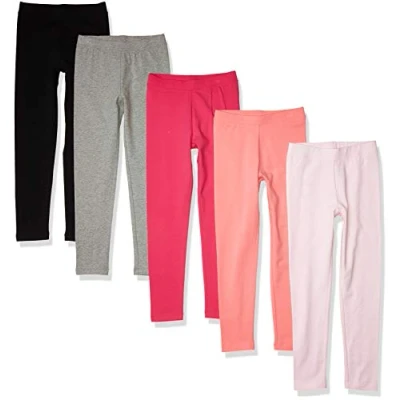 Abbildung von Amazon Essentials Mädchen Leggings, 5er Pack, Grau Meliert/Hellrosa/Pfirsich/Rot/Schwarz, 2 Jahre