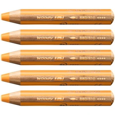 Abbildung von Buntstift, Wasserfarbe &amp; Wachsmalkreide STABILO woody 3 in 1 5er Pack gold