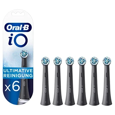 Abbildung von Oral B iO Ultimative Reinigung Aufsteckbürsten für elektrische Zahnbürste, 6 Stück, Zahnreinigung mit Technologie, Zahnbürstenaufsatz, schwarz