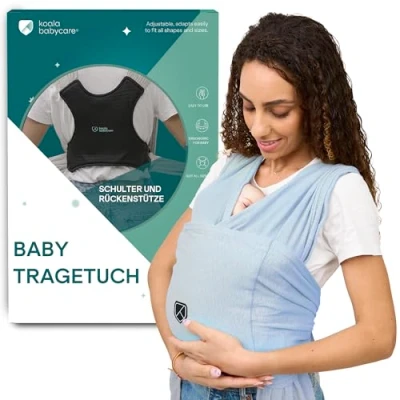 Abbildung von Koala Babycare Tragetuch Baby Neugeborene Einfach Anzuziehen für Mütter und Väter Babytrage Multi Use Bis 9kg Babytragetuch Blau