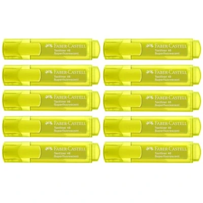 Abbildung von FABER CASTELL 154607 Textmarker Gelb, 10 Marker Stifte, Strichstärke 1 5 mm, Neon