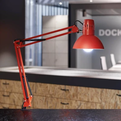 Abbildung von MAUL Schreibtischlampe MAULstudy Verstellbare Klemmleuchte mit Gelenkarm für Büro und Schreibtisch Elegante LED aus Metall Exklusive Leuchtmittel Rot