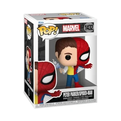 Abbildung von Funko Pop! Marvel: Split Spider Man Spider/Parker​ Marvel Comics Vinyl Sammelfigur Geschenkidee Offizielle Handelswaren Spielzeug Für Kinder und Erwachsene Comic Books Fans