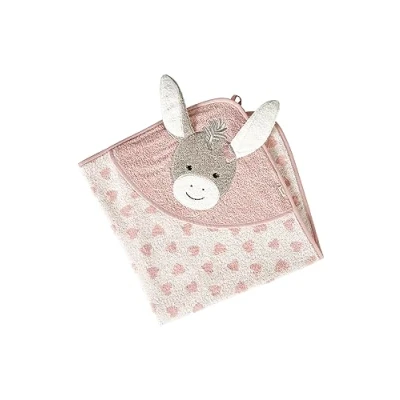 Abbildung von Sterntaler Kapuzen Badetuch 80 x cm Esel Emmi Girl flora rose mit Applikation Eselkopf und angesetzten Ohren