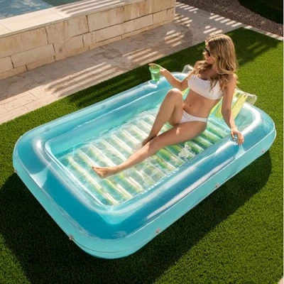 Abbildung von Sloosh L 178 x 117cm, Aufblasbarer Sonnenpool Lounge Float, 117 cm,Suntan Tub Raft Tanning Pool mit Kissen, Persönliche Liege für Erwachsene Sommer Spaß Wasserparty