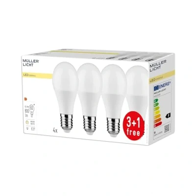 Abbildung von Müller Licht LED Leuchtmittel 4er Set E27 8,5 W 2.700 K matt