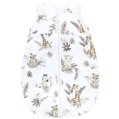 Abbildung von TupTam Baby Sommer Schlafsack 0.5 TOG aus OEKO TEX zertifizierten Materialien, Farbe: Löwe/Blätter/Beige, Größe: 62 74