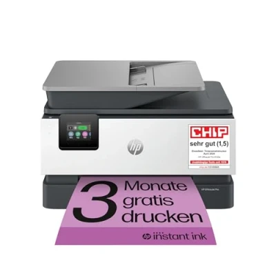 Abbildung von HP OfficeJet Pro 9120e Multifunktionsdrucker, 3 Monate gratis drucken mit Instant Ink inklusive, HP+, Drucker, Scanner, Kopierer, Fax, WLAN, LAN, Duplex, Airprint, Grau Weiß