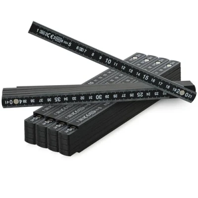 Abbildung von com four® 5X Zollstock aus Kunststoff 2 Meter Gliedermaßstab mit 10 Glieder Meterstab metrisch in schwarz (5 Stück schwarz)