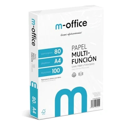 Abbildung von A4 Papier, 80 g, Packung mit 100 Blatt, Multifunktionspapier für Inkjet und Laserdrucker, Blätter, 210 x 297 mm, ideal Büro Zuhause · m office (100 Blatt)