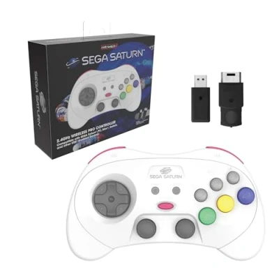 Abbildung von Retro Bit SEGA Saturn 2.4GHz Pro Wireless Controller Nintendo Switch und USB Receiver inklusive Weiße Edition