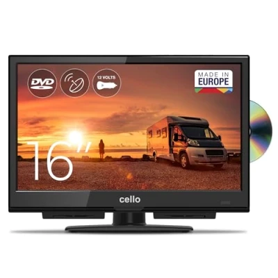 Abbildung von Cello C1624F 12V 16&quot; Camping Reise Full HD LED TV Integrierter DVD Player Triple Tuner DVB T/T2 C S/S2 HDMI USB KFZ Car Adapter Pitch Perfect Sound für EIN einzigartiges Klangerlebnis
