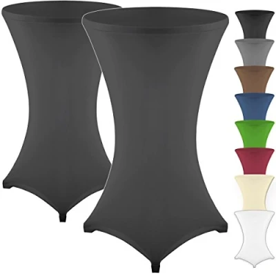 Abbildung von Gräfenstayn 2er Set Stretch Stehtischhusse Diana mit Öko Tex Siegel, Verstärkung im Fußbereich, in vielen Farben und Größen Ø60 65cm / Ø70 75cm Ø80 85cm (Schwarz, 65cm)