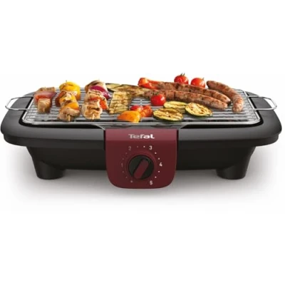 Abbildung von Tefal BG90E5 Easygrill Adjust Elektro Tischgrill 2300 Watt 720 cm² Grillfläche Einfache Reinigung Schwarz/Burgunderrot
