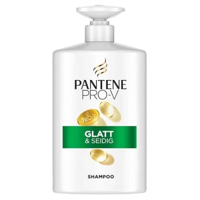 Abbildung von Pantene Pro V Glatt &amp; Seidig Shampoo 1000ml Pumpspender für Krauses, Stumpfes Haar, Reinigt Sanft, Schützt die Haarbindungen, Ohne Silikone, Mineralöle und Farbstoffe, Active Nutri Plex Technologie