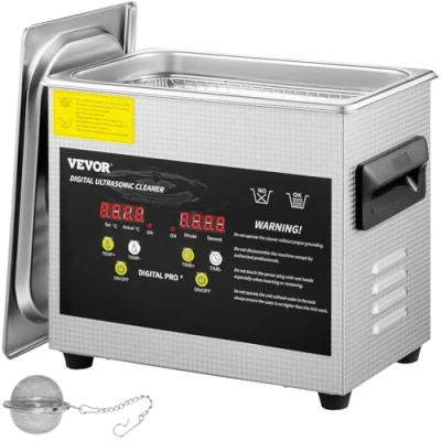 Abbildung von VEVOR 3 L Verbesserter Ultraschallreiniger (200 W Heizung, 120 Ultraschall) Professioneller digitaler Labor Ultraschall Teilereiniger mit Heizungstimer für die Reinigung von Schmuckgläsern
