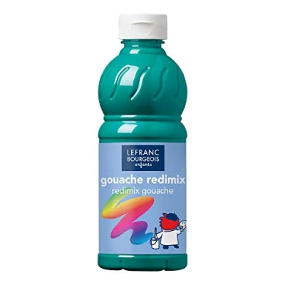 Abbildung von Lefranc Bourgeois 188282 flüssige Tempera Redimix Farbe, leuchtende Gouachefarbe auf Wasserbasis, hohe Deckkraft, hervorragenden Maleigenschaften, gebrauchsfertig, 500ml Flasche Smaragdgrün