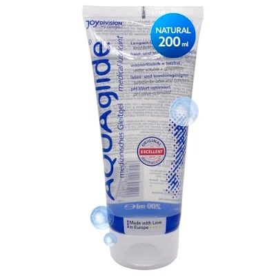 Abbildung von Joydivision Original AQUAglide 200 ml Gleitgel Natural, Kristallklares &amp; Veganes Gleitmittel, pH optimiert und latex Kondom kompatibel