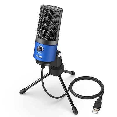 Abbildung von FIFINE USB Mikrofon PC, Microphone für MAC PS4 PS5, Streaming Microfon mit Ständer, Studioqualität Aufnahme kondensator Mikrofone Blau