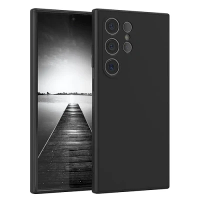 Abbildung von EAZY Case Silikonhülle für Samsung Galaxy S24 Ultra Hülle Silikon Schwarz stoßfeste Handyhülle Schutzhülle mit Kameraschutz Dünn Premium Schutz Cover Bumper in Matt