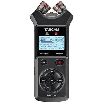 Abbildung von Tascam DR 07XP Portabler 2 Kanal Recorder mit 32 Bit Float Auflösung und USB Audio Interface