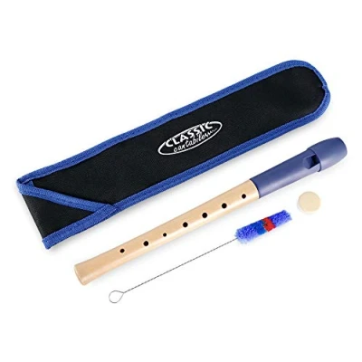 Abbildung von Classic Cantabile Pivella C Sopran Blockflöte aus Ahornholz mit Kopf Kunststoff, dadurch ideal für Einsteiger Deutsche Griffweise Inkl. Etui, Grifftabelle, Wischerstab und Korkfett Blau